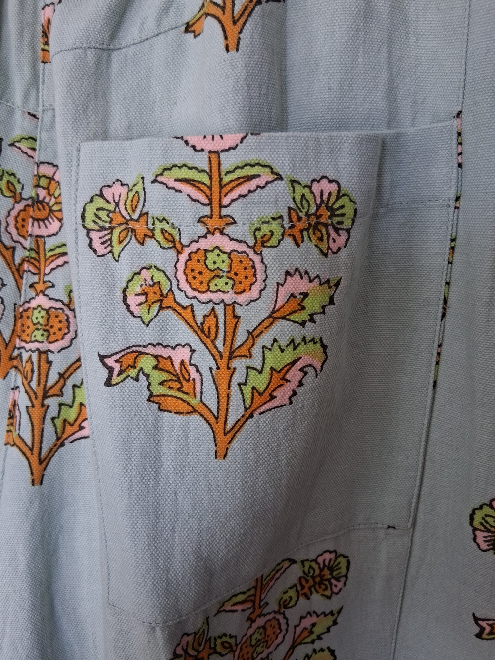 ivy jane Set. Light Blue Floral Embroidered Jacket with Pink Flower Buttons. - Picture 2 of 6